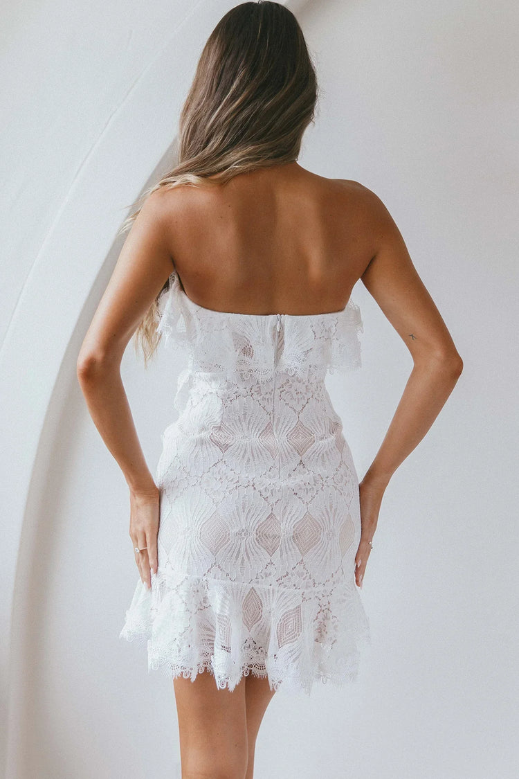 September Lace Mini Dress White