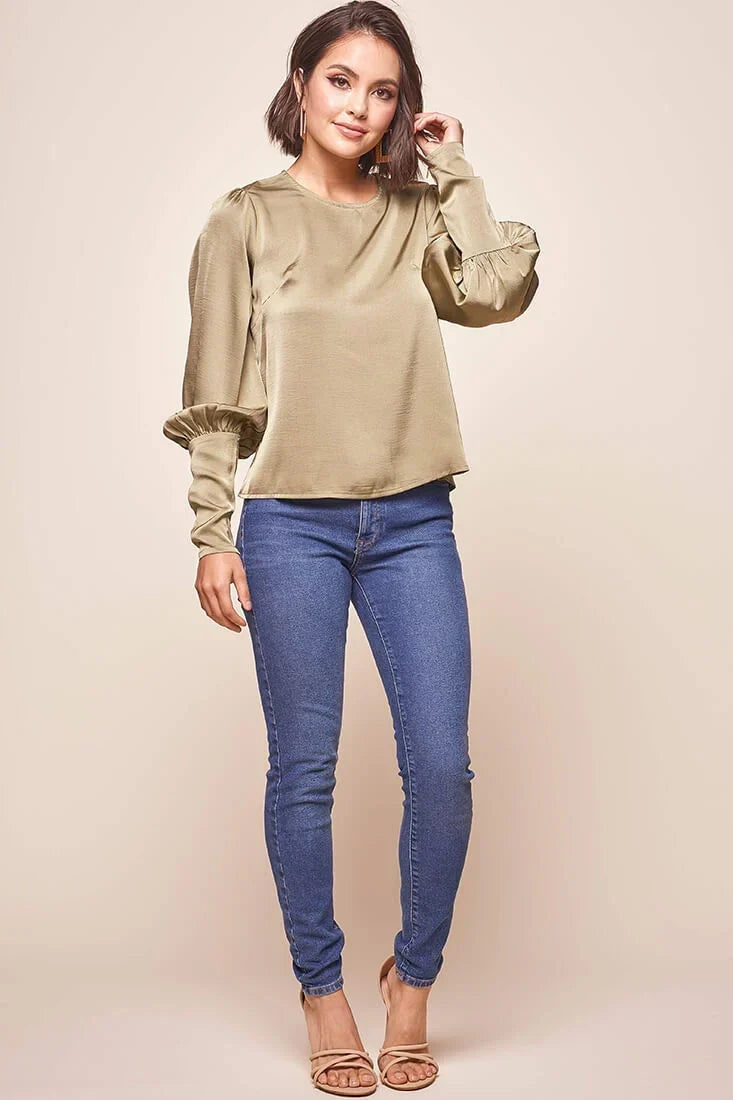 Westminster Leg-of-Mutton Sleeve Blouse Olive