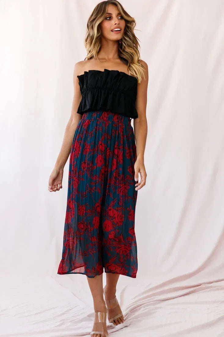 Thea Ruffle Crop Top Black