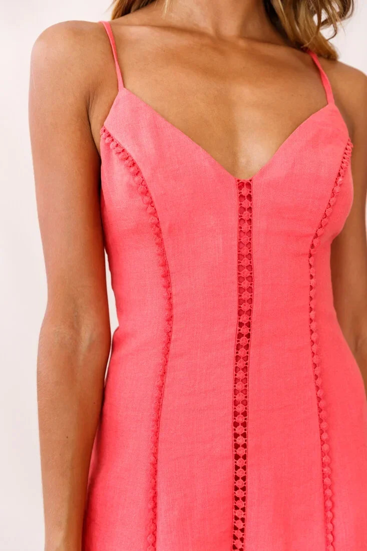 Petunia Tie-Up Back Mini Dress Coral