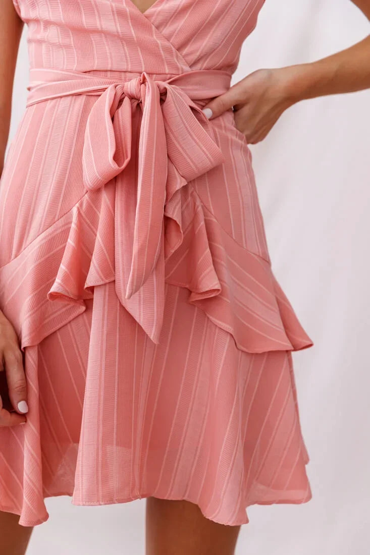 Kerry Layered Ruffle Cami Strap Dress Blush