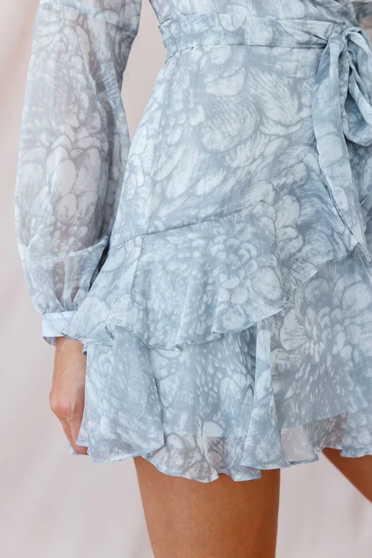 Kerry Layered Balloon Sleeve Dress Grey